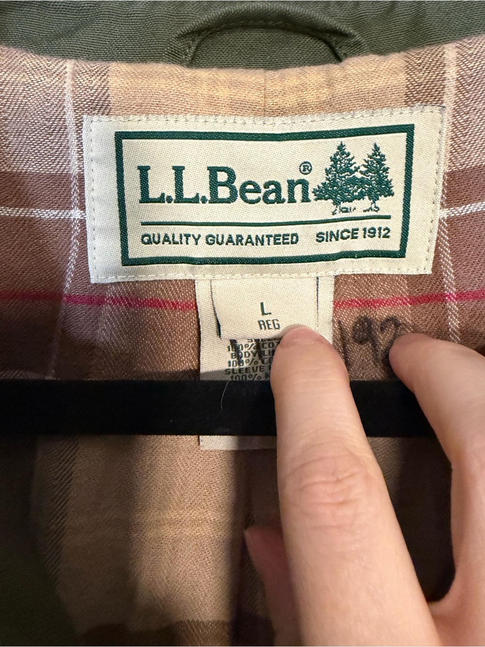 LL Bean Adirondack Barn Coat Flannel-Lined in Color Loren Size Large Retail $150 - Picture 12 of 13